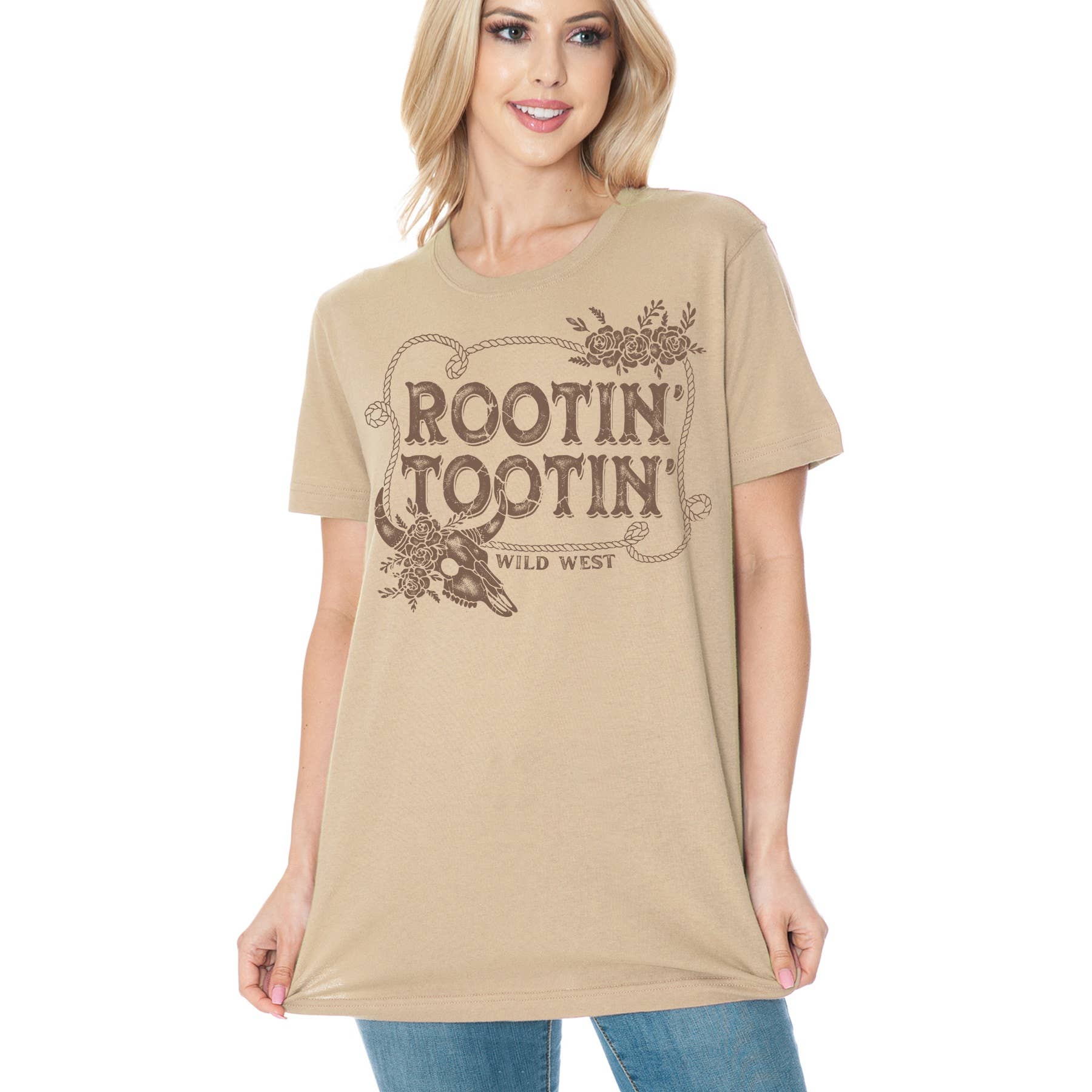 Amused by Blue - Wholesale T-Shirt (Graphic) - Women's - Rootin Tootin Wild West Short Sleeve T Shirt1