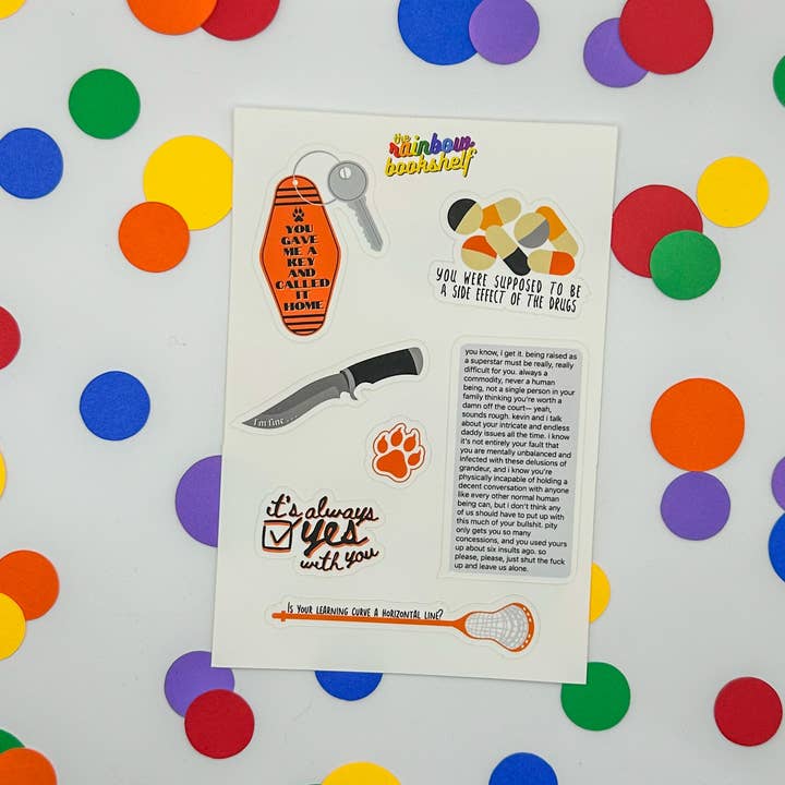 All For the Game inspired / weatherproof sticker sheet for wholesale by The Rainbow Bookshelf