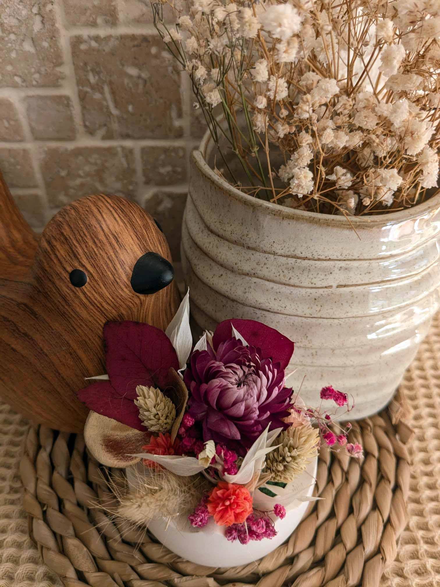 Maison Oline – Objeto de mesa decorativo por atacado – Decoração de Páscoa - casca de ovo com flores secas6