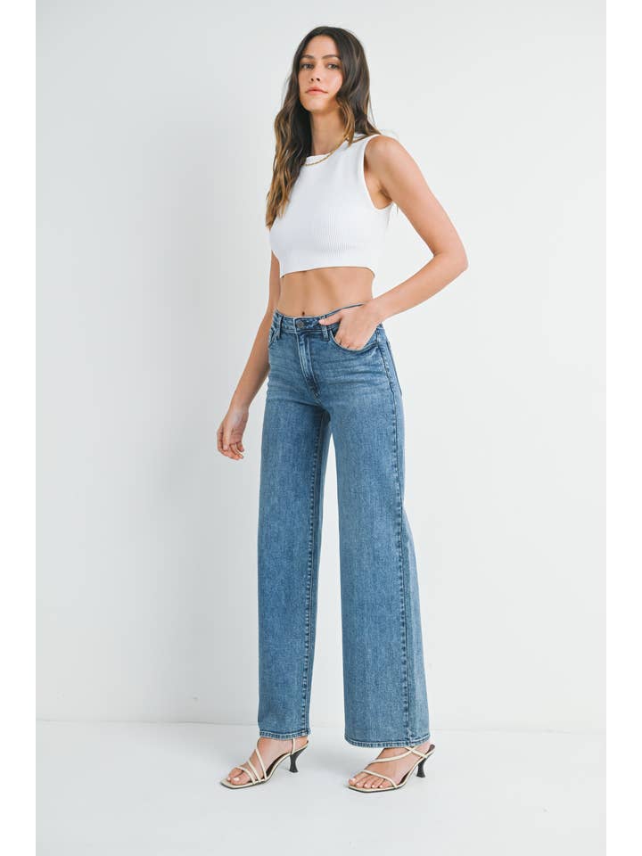 JUST BLACK DENIM - Wholesale Jeans - Women's - BP435J - DK - Stretchy Wide Leg