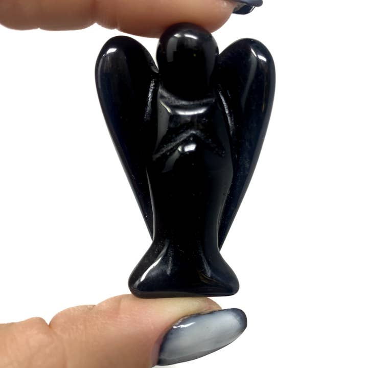 Lote de 5 ángeles, obsidiana, tamaño pequeño para venta al por mayor de The Crystal Tabby