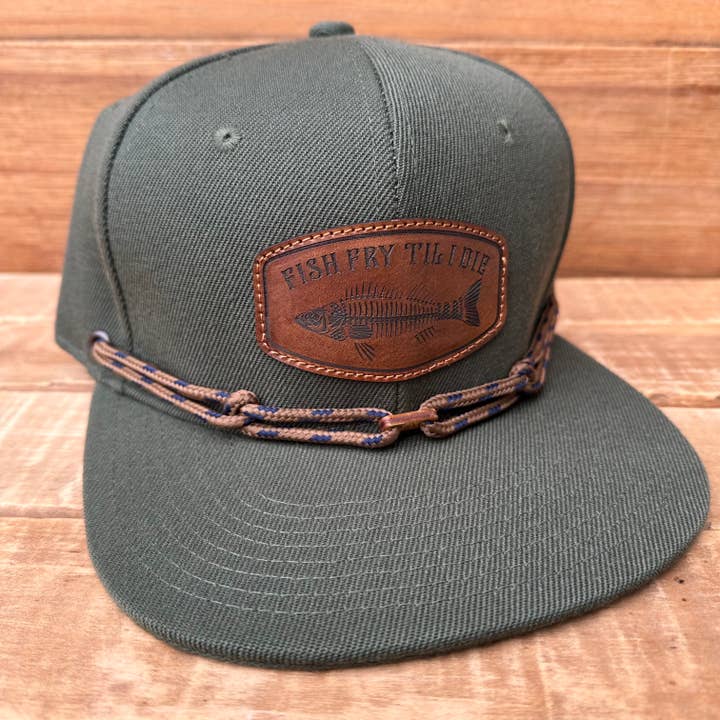 Midwest Apparel - Wholesale Flat Brim Cap - Unisex - Olive Green Fish Fry Hat1