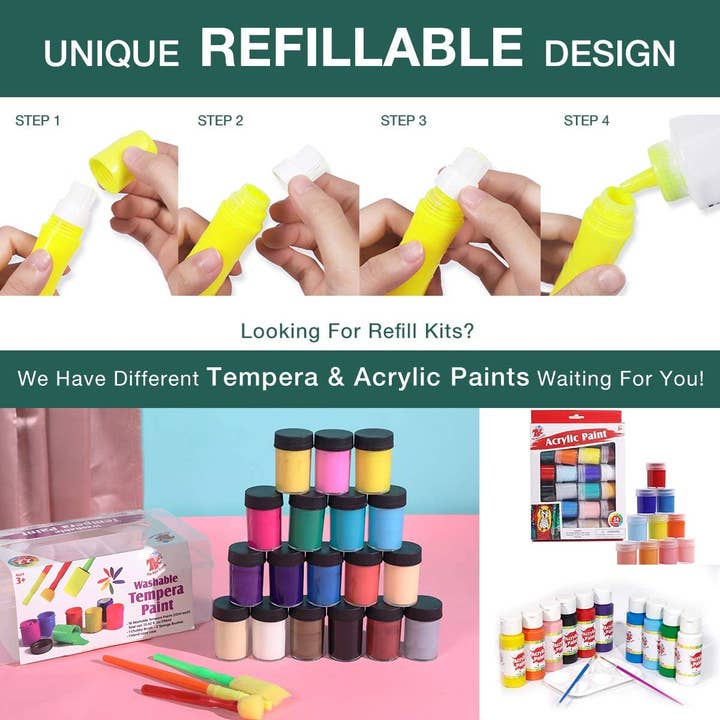 TBC Tempera squeezable pensel färger - uppsättning 12 för wholesale av MRZ Wholesale