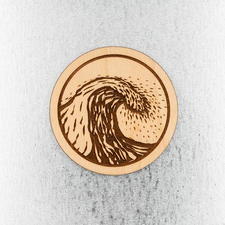 Ocean Wave Wood Magnet for wholesale by Steamer Lane Design