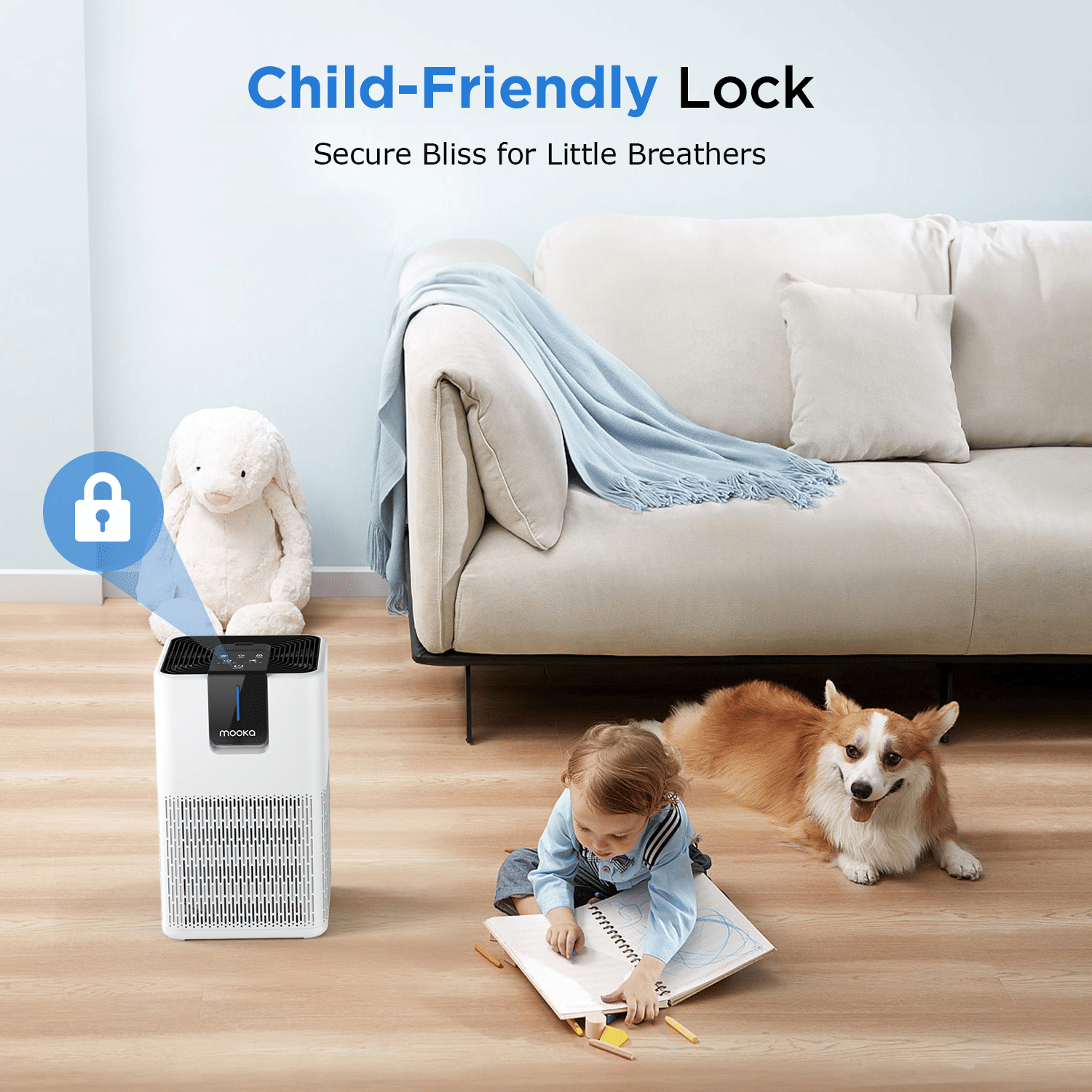 White MOOKA Air Purifiers for Home Large Room Up to 1250 Ft², H13 HEPA Air Purifier for Pets Dust Odor Smoke, Aromatherapy Function, Air Cleaner with 15dB Quiet Sleep Mode for Bedroom Office Living Room for wholesale on Faire14