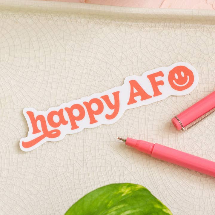 Happy AF Sticker for wholesale by The Print Pantry