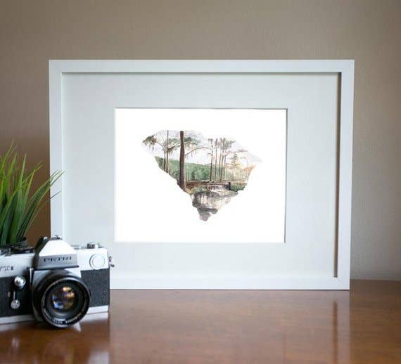 Rachel Alvarez Art - Wholesale Art Print - South Carolina State Watercolor Map Art Print1