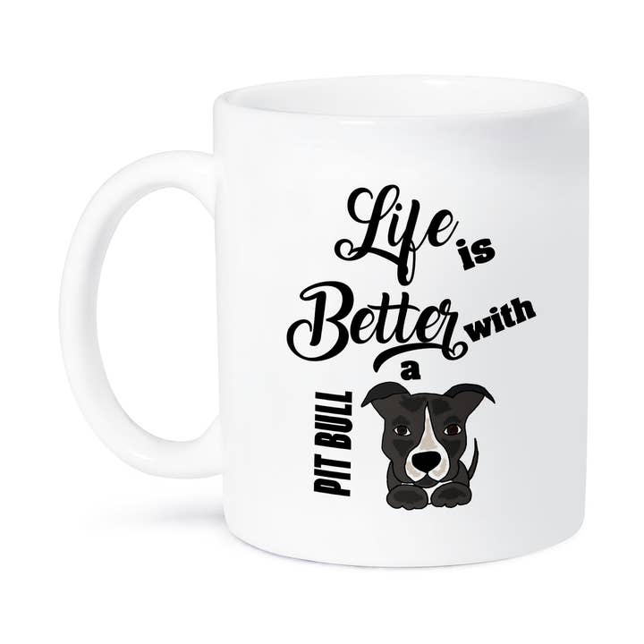 3dRose - Wholesale Coffee Mug - 3dRose, Funny Cute Pit bull Puppy Dog Life is better with a pitbull, Mug8