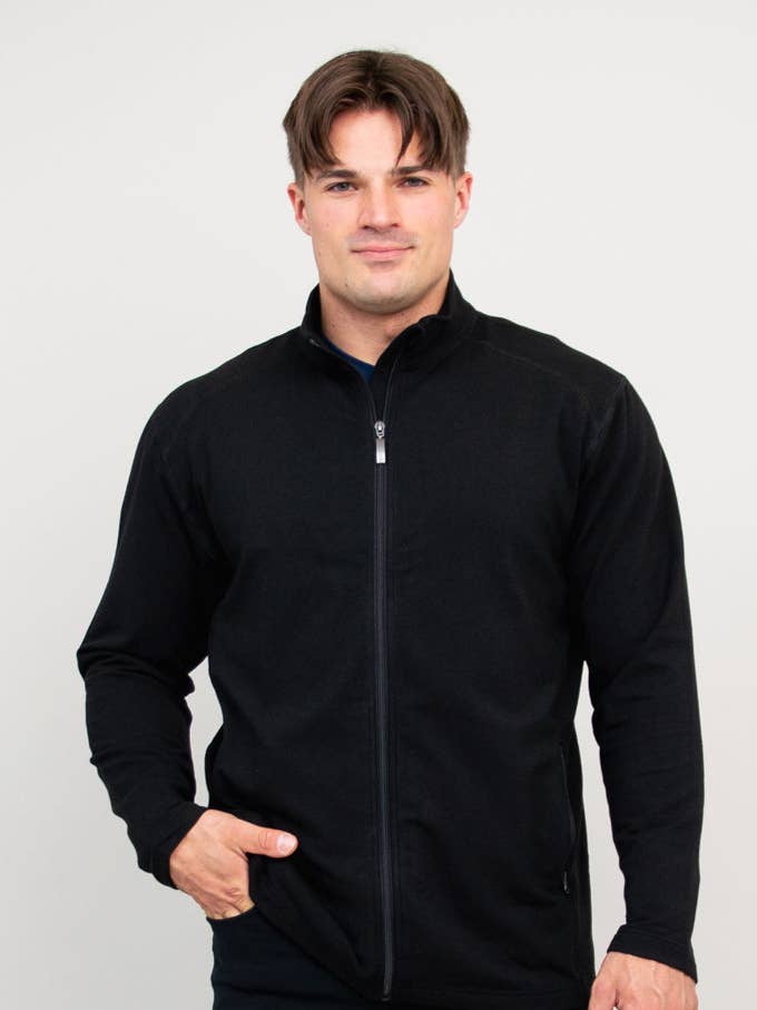Matt Jacket, zwart, bamboe fleece voor wholesale door Blue Sky Clothing Co LLC