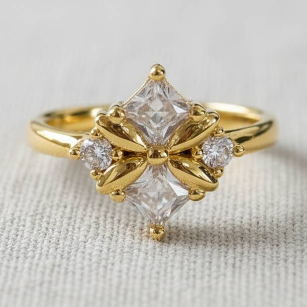 Clover Gemstone Open Ring for wholesale by scentll jewelry