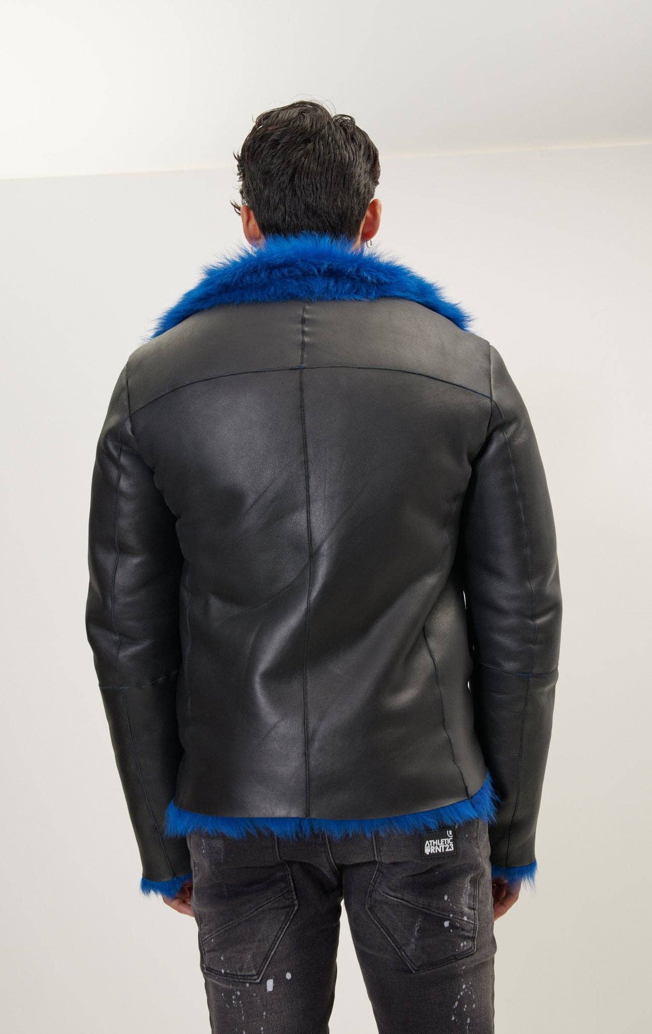 BLACK NAVY Men's Reversible Toscana Shearling Genuine Leather Jacket for wholesale on Faire7