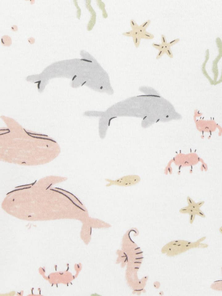 Nenina & Co - Wholesale Bodysuit (Non-Footed) - Baby - Pack of four long-sleeve bodysuits with aquatic print, polka dots, and seahorse1