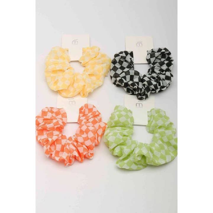 MIX COLOR Checkered Sheer Scrunchies for wholesale on Faire4
