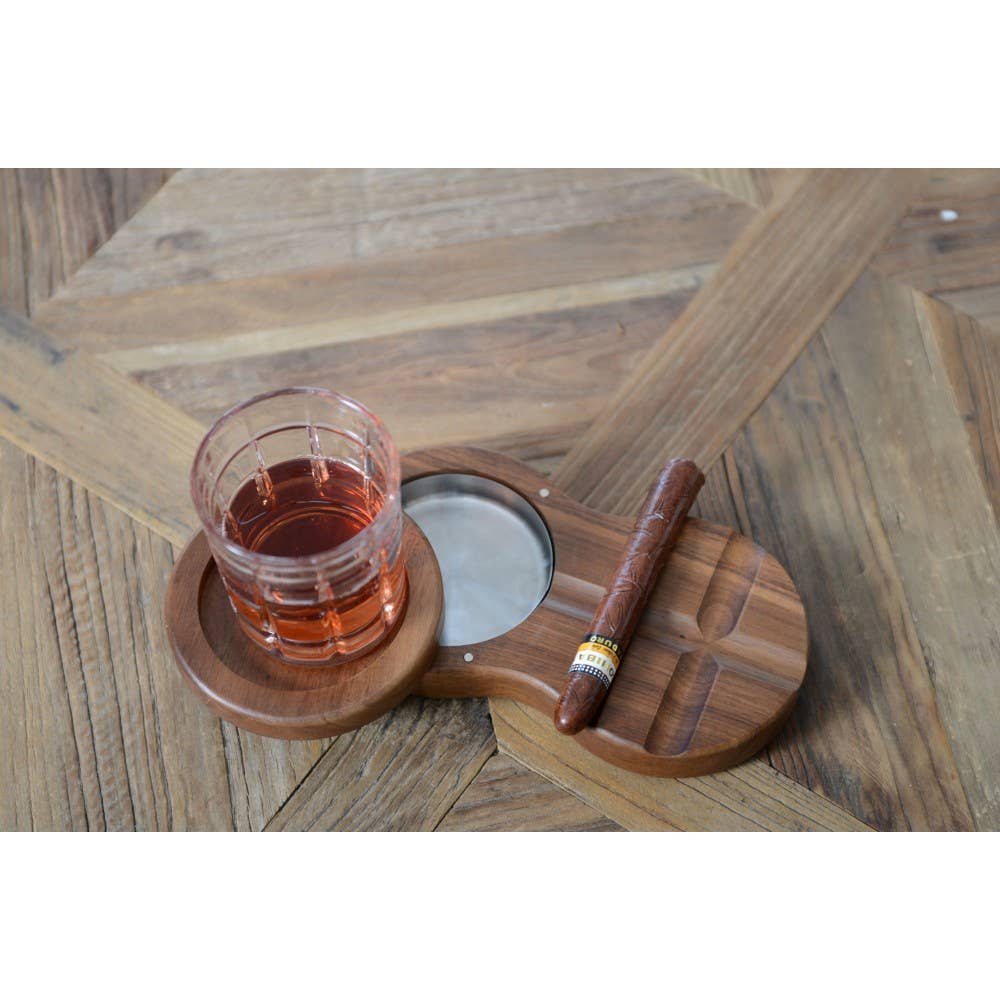 AULICA - Wholesale Cocktail/Liquor Glass - 310ml whiskey glass with wooden tray2