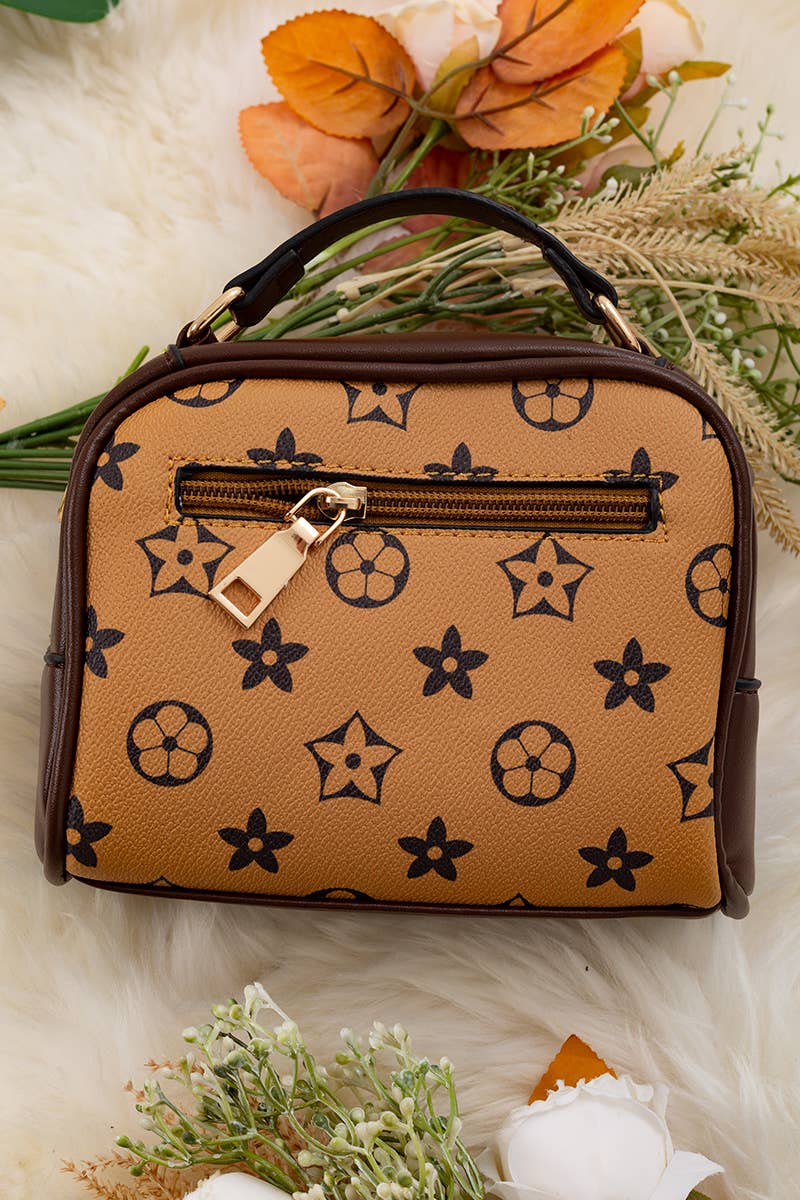 Kids Charm Online - Wholesale Crossbody Bag - Kids - MUSTARD WITH BROWN TRIM SATCHEL WITH POCKET. BBG65203027 M1