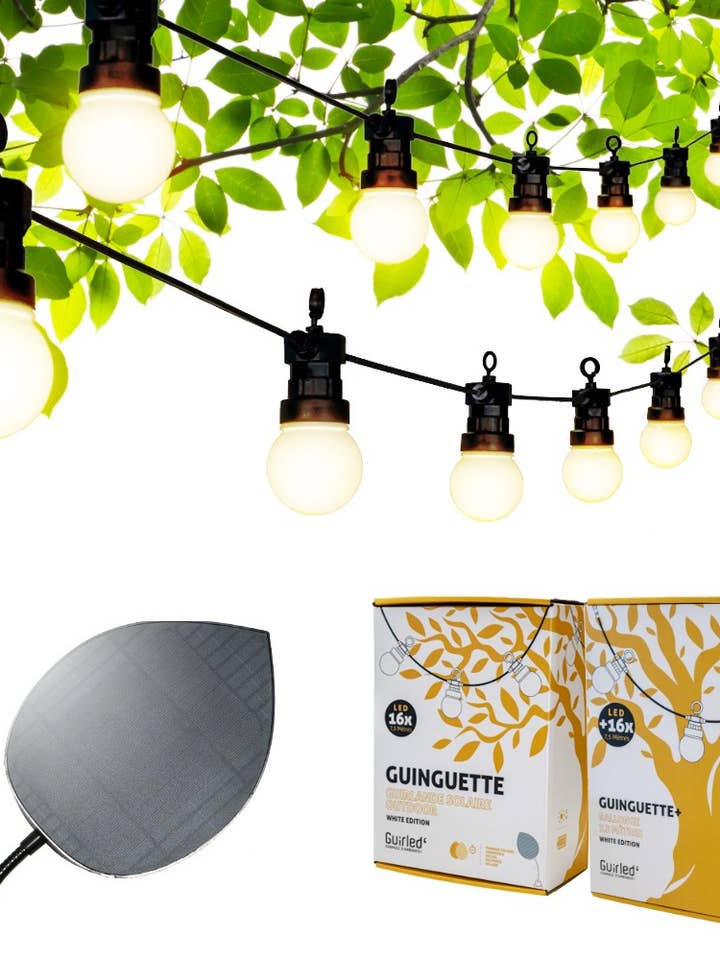 Guinguette Solaire White Edition 32 LED String Lights for engroshandel hos Guirled