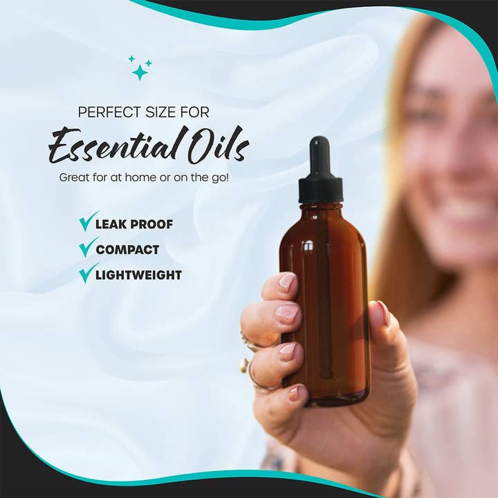 Nevlers - Wholesale Travel container - Nevlers 4 oz Amber Glass Dropper Bottle (Set of 48) | Includes Labels, Shrink Wrap, Funnel, Brush and Marker4