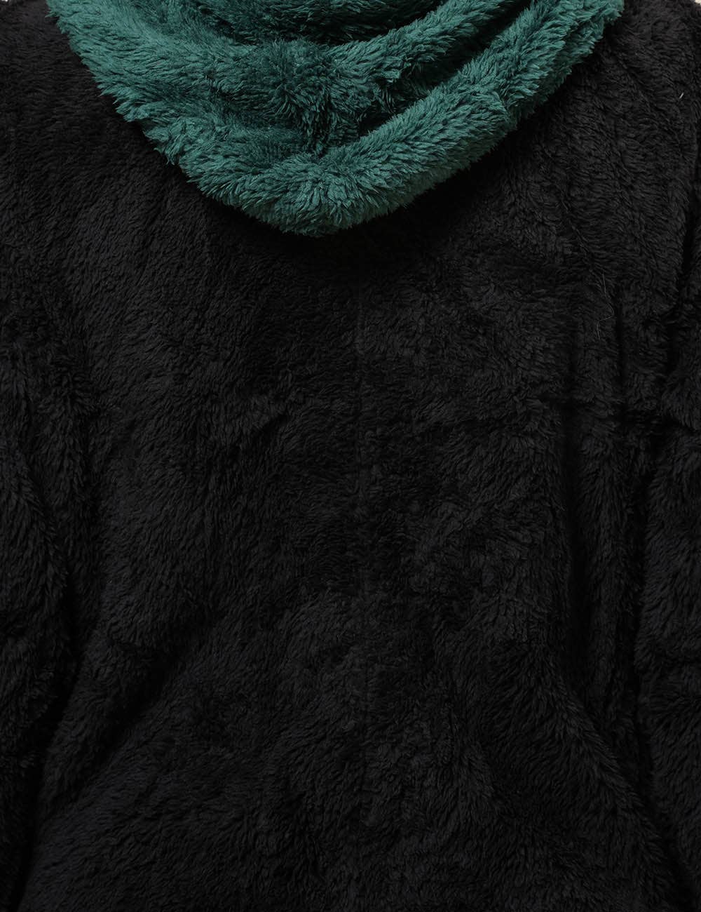 Green Ladies Christmas Color Block Fleece Jumpsuit Hooded Overall for wholesale on Faire3