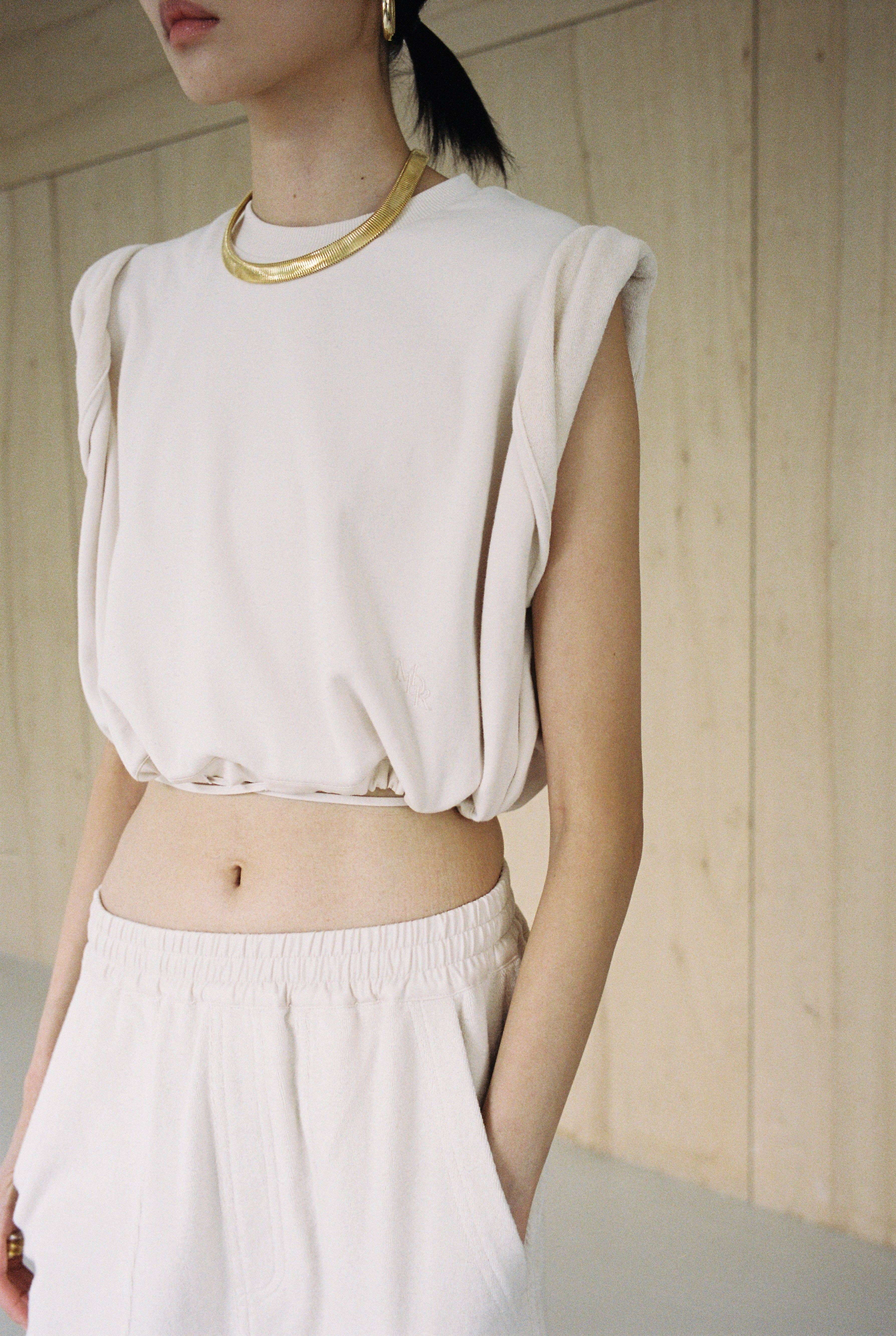 Maison des Rêves New York – wholesale Stickad topp - Dam – Terry Backed Jersey Rullad Ärm Topp1