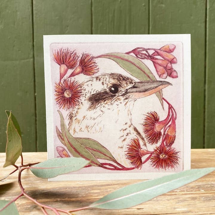 Christmas Kookaburra - Christmas Card for wholesale by Bridget Farmer Printmaker