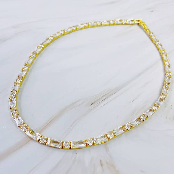 Ellison+Young - Wholesale Link & Chain Necklace - Mixed Shape Sparkle Tennis Necklace