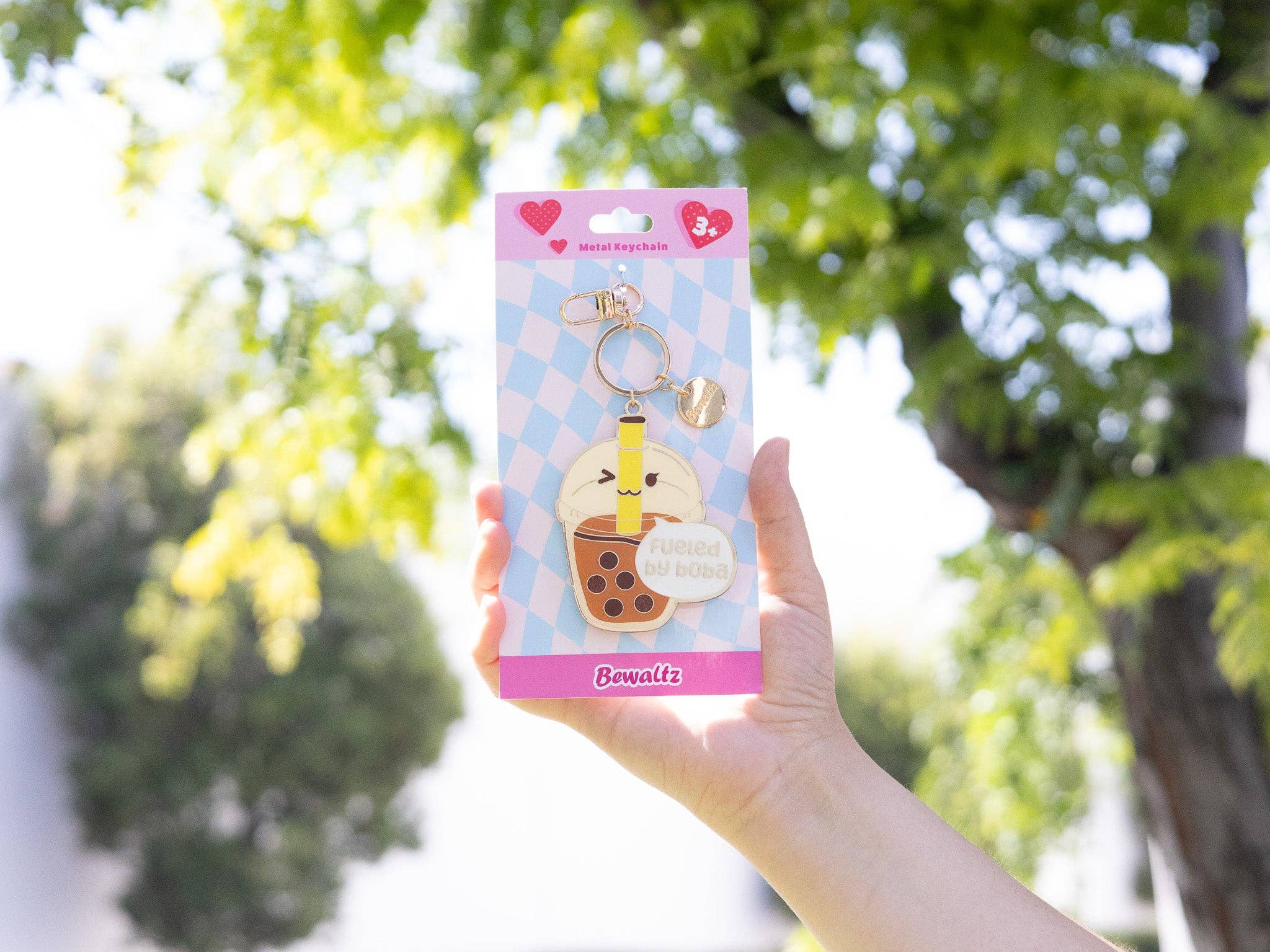 Bewaltz – wholesale Keychain – Women's – Glitter Metal Keychain - Boba Milk Tea3