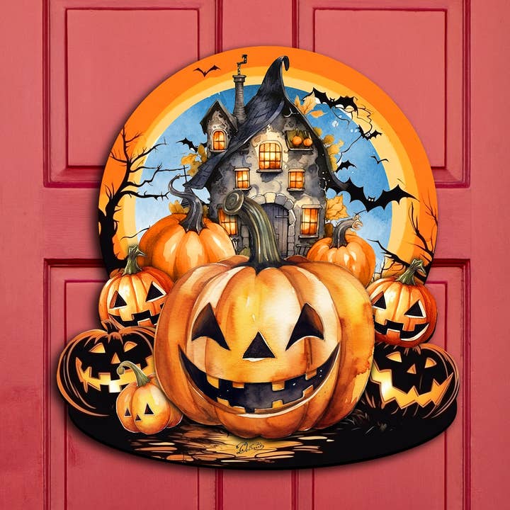 Haunted House Holiday Door Décor by G. Debrekht for wholesale by Designocracy