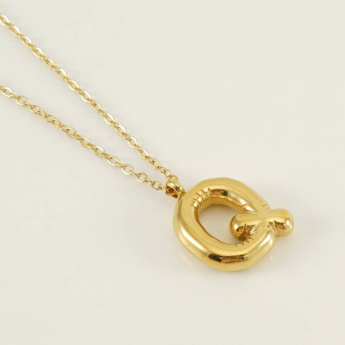 NINEXIS - Wholesale Pendant/Charm Necklace - CWAJE1933_Stainless Steel Glossy Bubble Letter Necklace Gold16