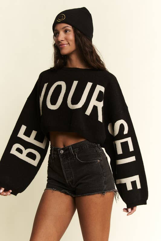 JADE BY JANE - Wholesale Knit Sweater - Women's - BE YOUR SELF SWEATER CROP TOP12