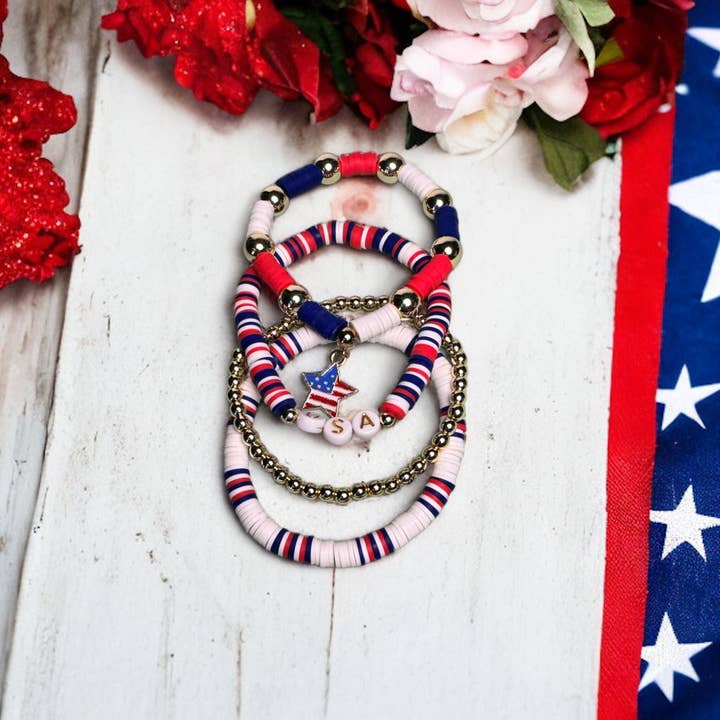 Fish Towne Designs, LLC - Wholesale Beaded Bracelet - Patriotic Bracelet