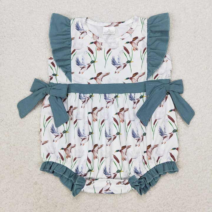 Baby Infant Girls Flying Ducks Flutter Sleeve Rompers for wholesale by Aier Wholesale
