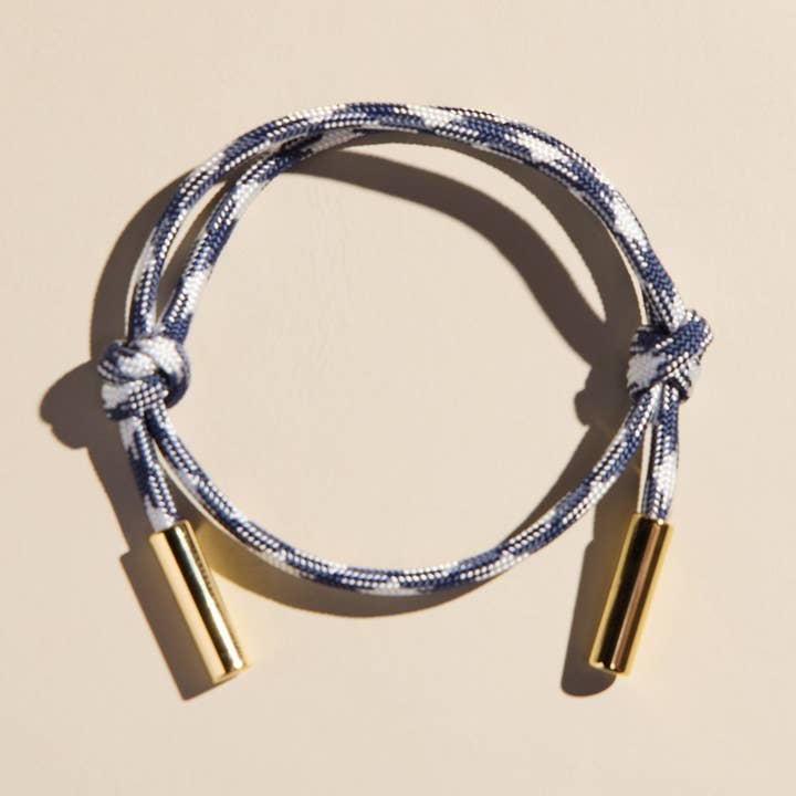 Navy & White Cord Bracelet for wholesale by Nickel and Suede