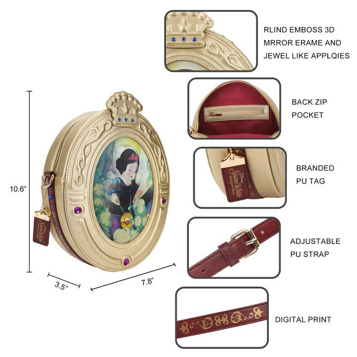Bioworld Merchandising - Wholesale Crossbody Bag - Women's - Disney's Snow White Magic Mirror 3D Crossbody Novelty Bag5