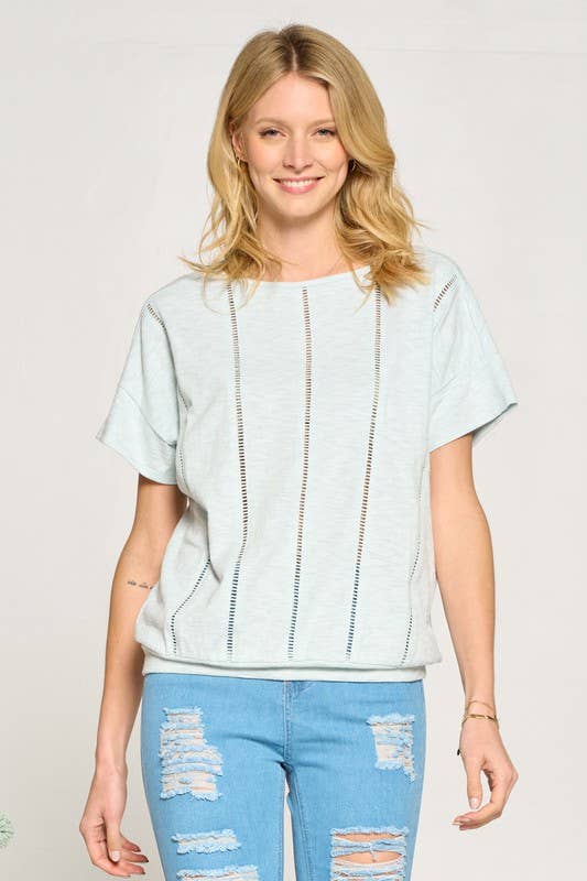 Doe and Rae - Venta al por mayor Blusa - Mujer - Parte superior cuadrada con borde de escalera - 14249T12