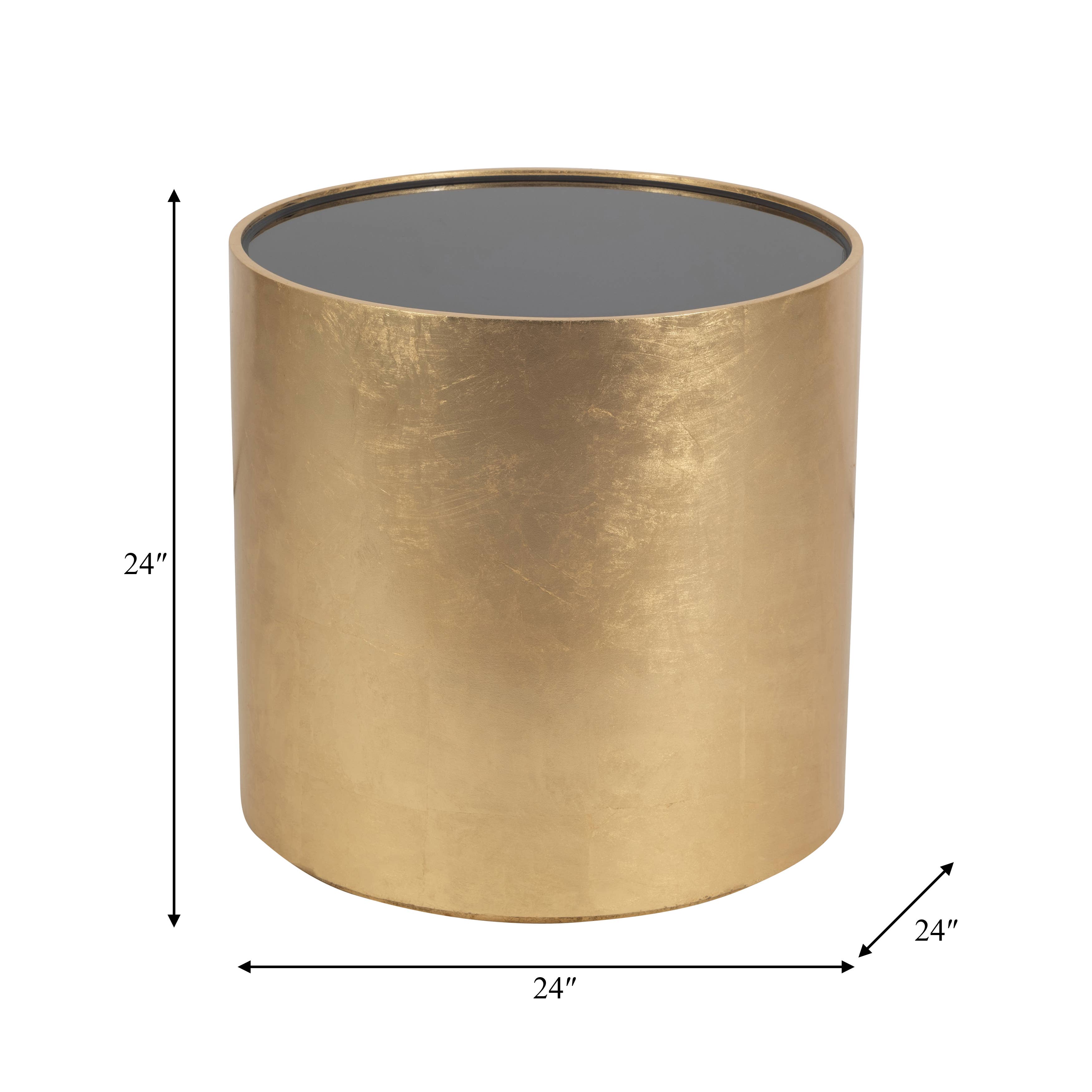 Sagebrook Home - Wholesale Side Table - Side Table - Gold Glass Round Top Cylindrical Base, 24 in.1
