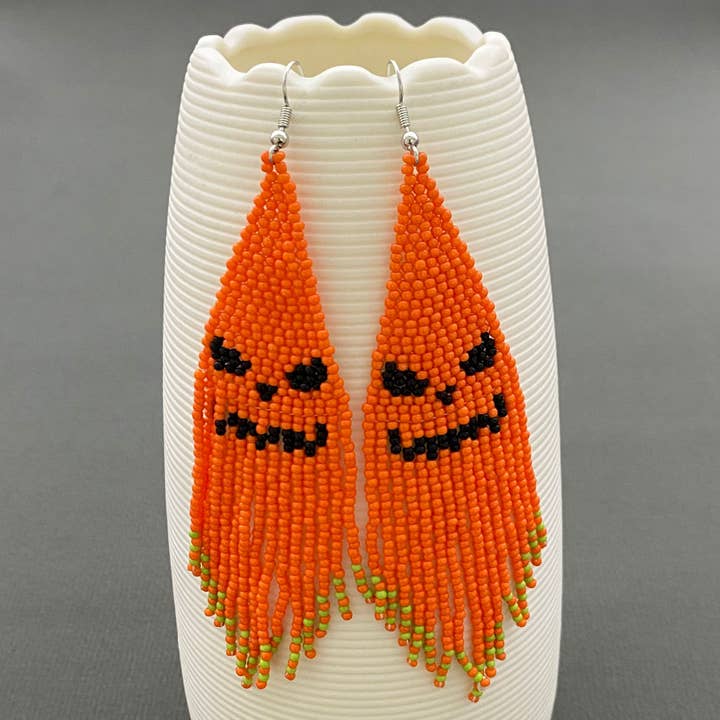 Orecchini a frange con perline a forma di zucca diavolo di Halloween - SB per la vendita all'ingrosso da parte di Mio Queena