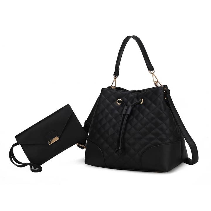MKF Collection - Wholesale Top Handle Bag - Women's - Wendy Women's Hobo Bucket Bag with Wristlet by Mia K