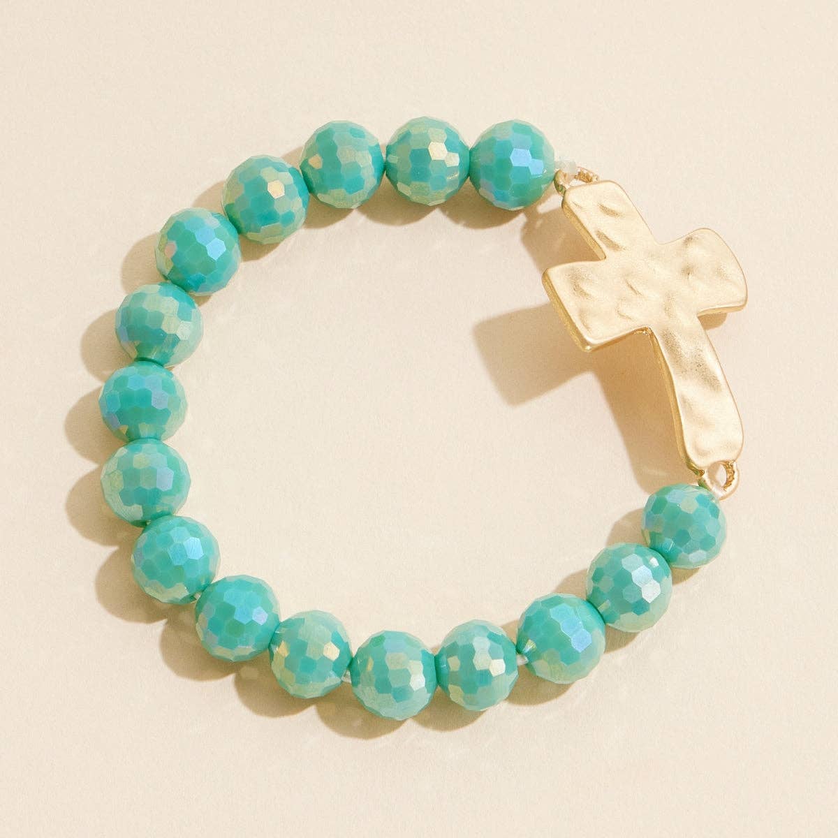 Frem - Wholesale Beaded Bracelet - Glass Bead Bracelet with Cross Charm8