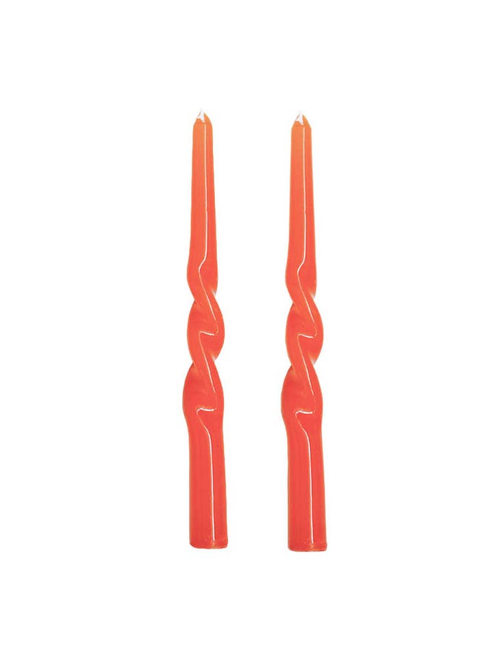 Twisted Dinner Candle Set of 2 - Orange for wholesale by Mosey Me