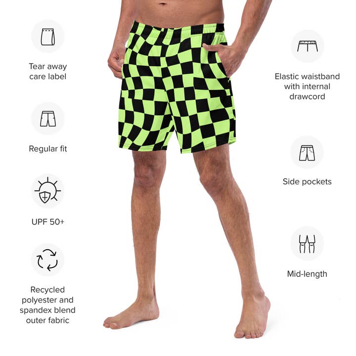 Goth Cloth Co. – Engroshandel Badeshorts – Mænd – Toxic Tiles mænds foret badebukser