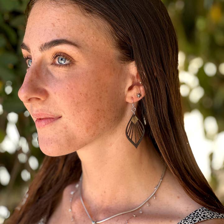 Green Tree Jewelry – wholesale Dangle earrings – Fan Leaf Palm Earrings3