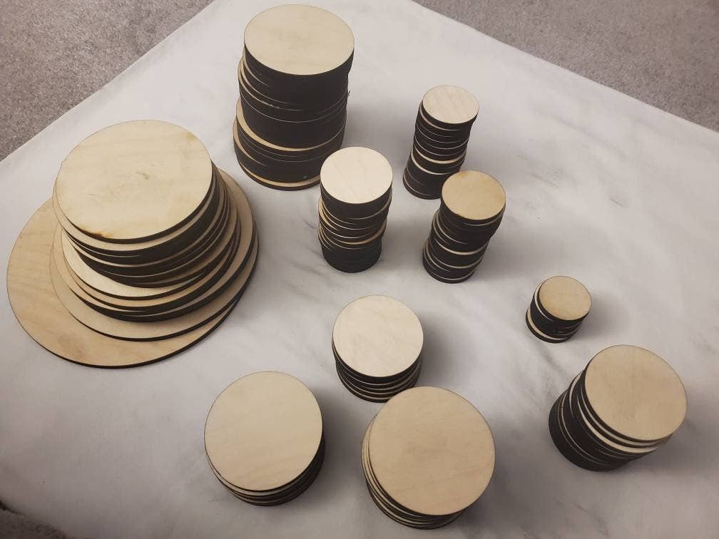 Char & Beam – wholesale Craft supplies – Baltic Birch Wood Rounds, Unfinished 1/4" Birch Circles1