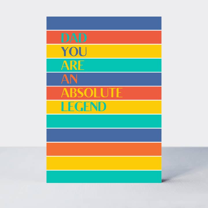 Carte colorée pour papa, légende absolue avec des rayures éclatantes pour la vente par Petimo