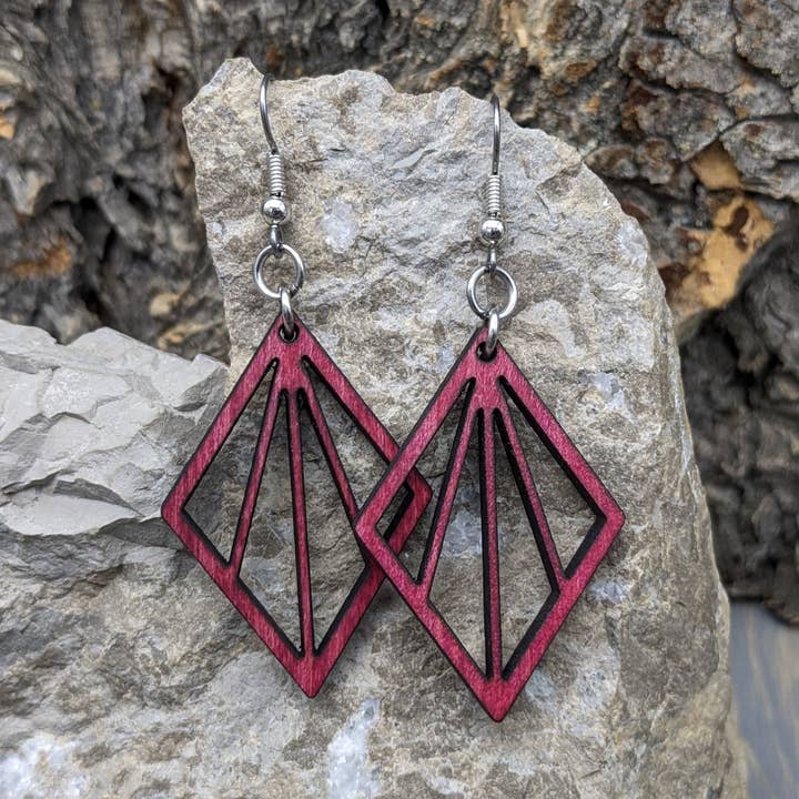 Diamond Ray Wood Earrings for wholesale by The Forest and Forge