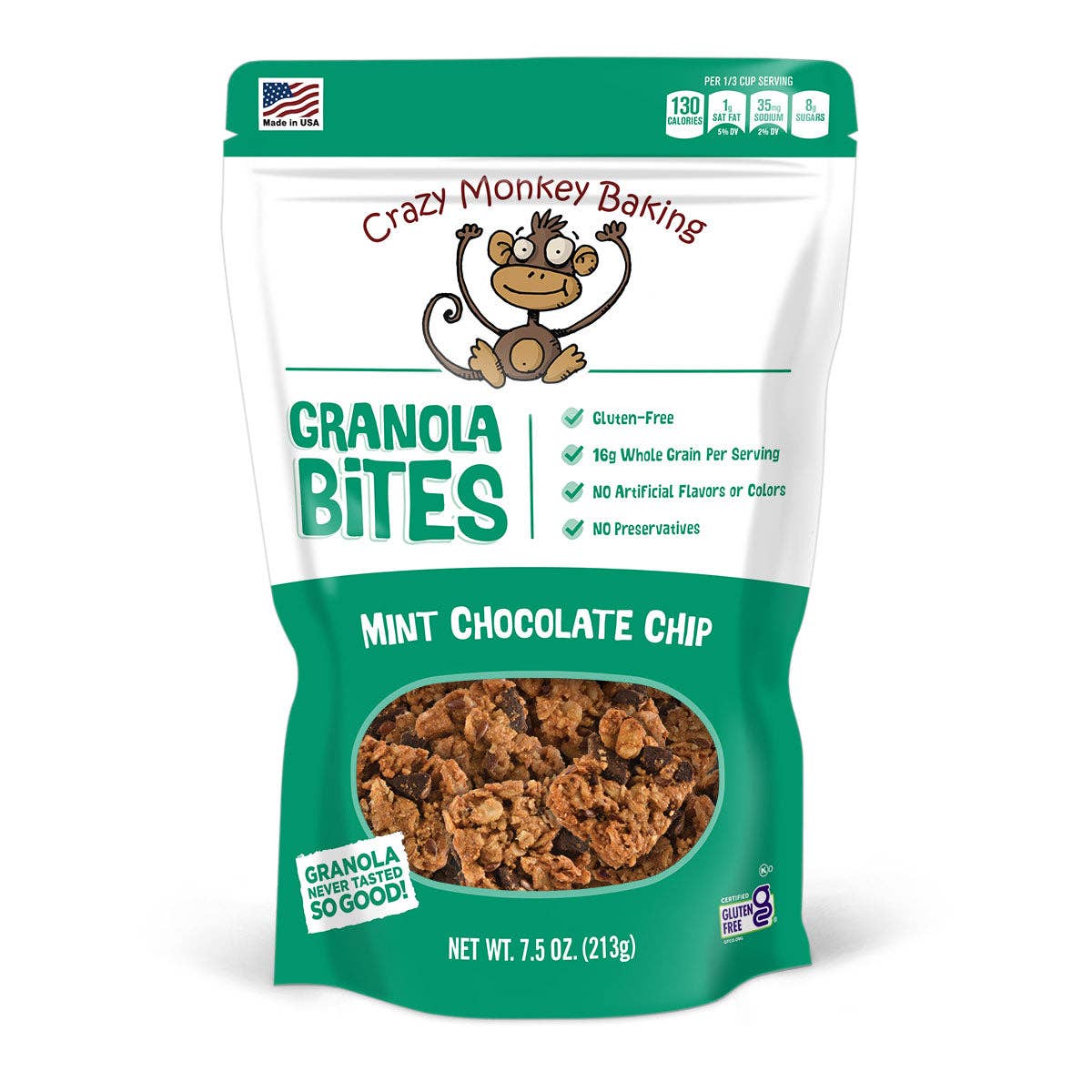 Crazy Monkey Baking - Wholesale Granola - Crazy Monkey Mint Chocolate Chip Granola Bites (7.5 oz.)0