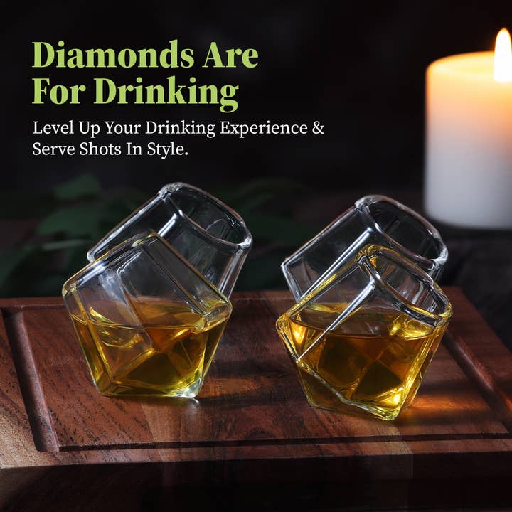 Garden Guru Lawn & Garden Tools - Wholesale Shot Glass - QUAFFER Shot Glasses Clear Diamond Shaped Glass Set of 64