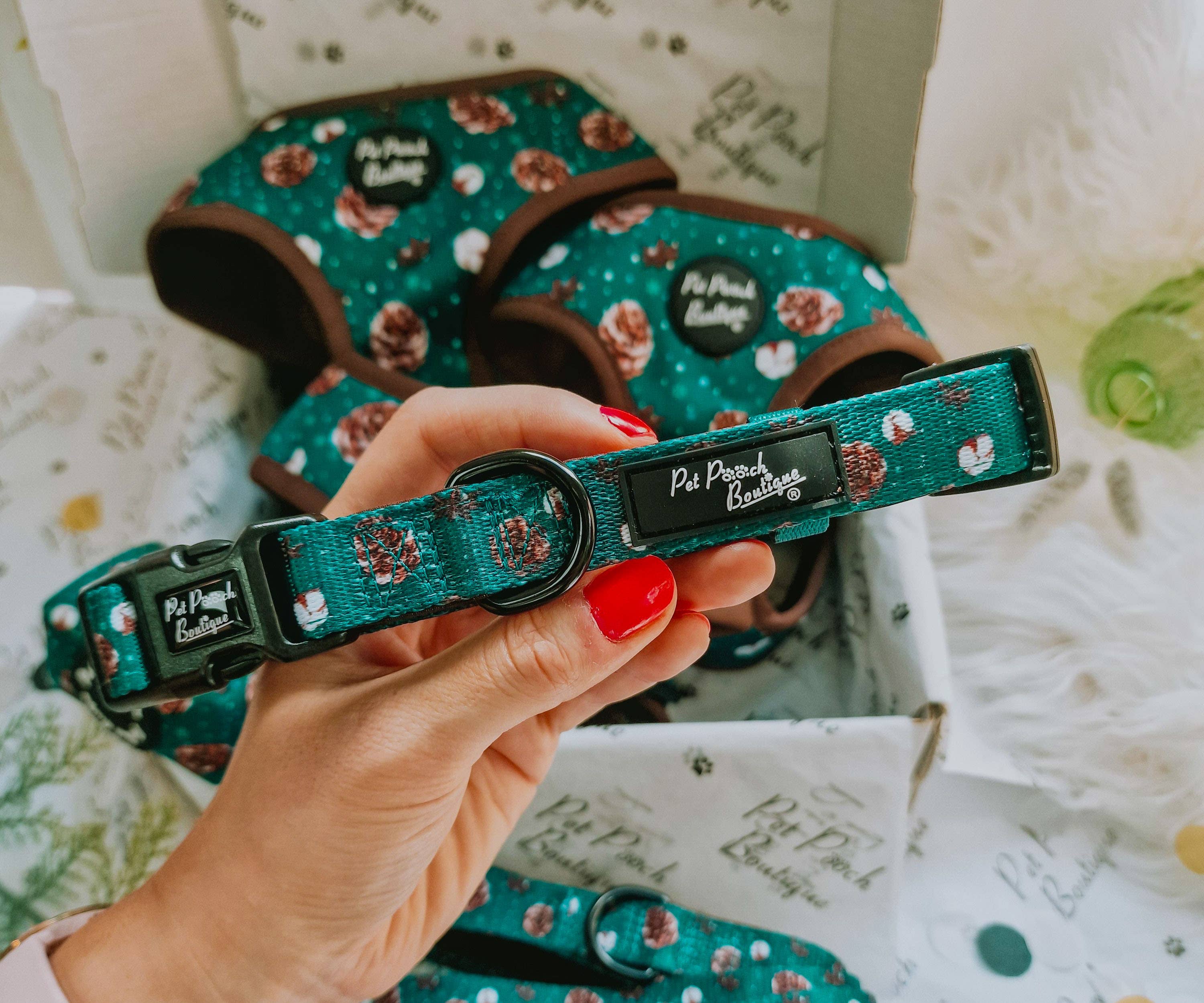 Pet Pooch Boutique - Vente Collier – chien - Collier pour chiot ou chien Forest Fir Cone (automne/Noël/vert)