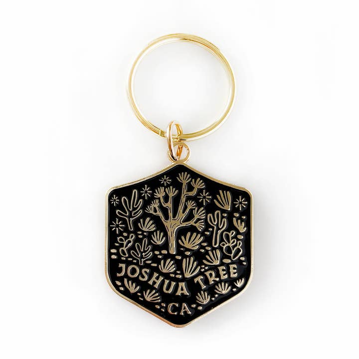 Joshua Tree National Park Keychain new Antique Gold Enamel for wholesale by Paper Parasol Press