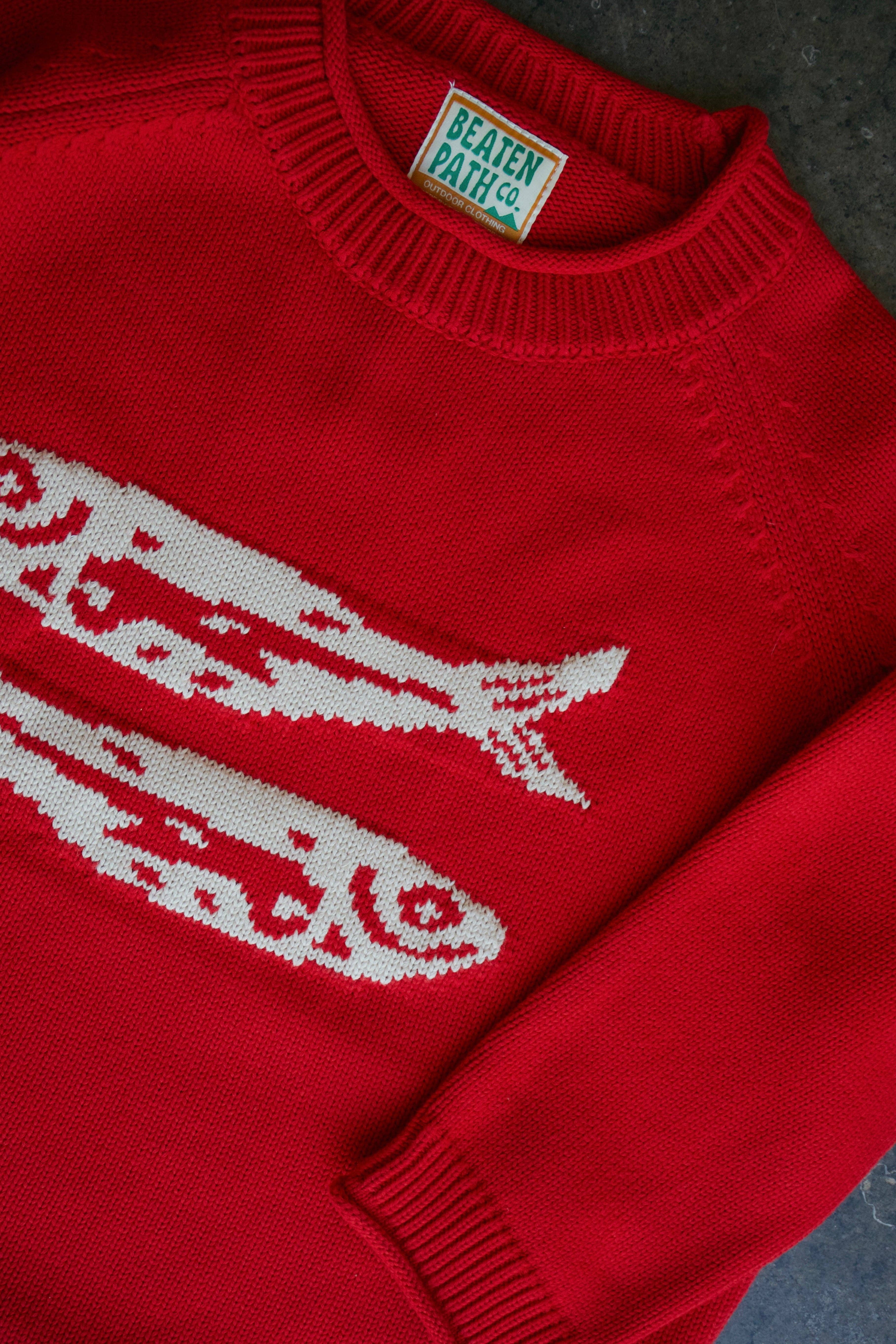 Beaten Path Co - Wholesale Knit Sweater - Unisex - RED COTTON FISH SWEATER3