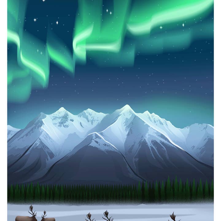 Aurora Caribou Sticker - Set of 50 stickers for wholesale by Aurora Stickers